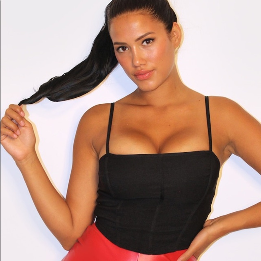 Pretty Little Thing Black corset crop top